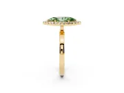 Marquise Thin Halo Engagement Ring Setting for a Fancy Green Lab-Grown Diamond | Plain Polished Band | Yellow Gold