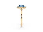 Princess Cut Halo Engagement Ring Setting for a Fancy Blue Lab-Grown Diamond | Plain Polished Band | Yellow Gold