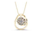 Round Lab-Grown Diamond Cluster Teardrop Pendant Necklace | Accent Arc | Yellow Gold