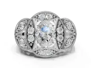 Heart-Shaped Vintage Floral Halo Engagement Ring Setting | Engraved Milgrain Band | Sterling Silver
