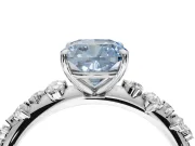 Cushion Cut Graduated Solitaire Engagement Ring Setting for a Fancy Blue Lab-Grown Diamond | Platinum