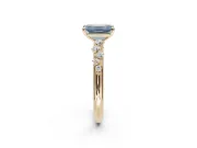 Emerald Cut Graduated Solitaire Engagement Ring Setting for a Fancy Blue Lab-Grown Diamond | Yellow Gold