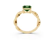 Asscher Cut Twisted Pavé Solitaire Engagement Ring Setting for a Fancy Green Lab-Grown Diamond | Yellow Gold