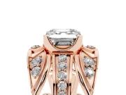 Asscher Cut Art Deco Graduated Pave Engagement Ring Setting | Split Shank | Rose Gold