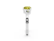 Fancy Yellow Heart Cut Diamond Solitaire Ring Set in Silver with Prong Head and Smooth Polished Band