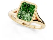 Radiant Cut Bezel Engagement Ring Setting for a Fancy Green Lab-Grown Diamond | Yellow Gold