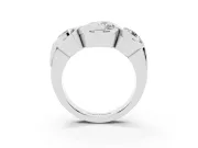 Round Cut Diamond Three-Stone Wave Ring Set in Platinum with Bezel Setting