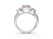 Princess Cut Three Stone Engagement Ring Setting for a Fancy Pink Lab-Grown Diamond | Tapered Pave Band | White Gold