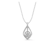 Round Lab-Grown Diamond Pavé Kite Pendant Necklace | Cluster Halo | White Gold