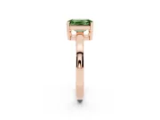 Fancy Green Emerald Cut Diamond Solitaire Ring Set in Rose gold with Prong Head and Smooth Polished Band
