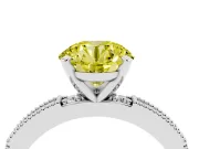 Round Vintage Pavé Engagement Ring Setting for a Fancy Yellow Lab-Grown Diamond | Platinum