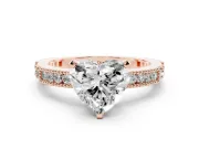Heart-Shaped Vintage Pavé Solitaire Engagement Ring Setting | Milgrain Edges | Rose Gold