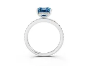 Fancy Blue Asscher Cut Diamond Pavé Band Ring Set in Platinum with Prong-Set Center Stone