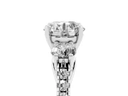 Round Three-Stone Pavé Engagement Ring Setting | Round Side Stones | Sterling Silver