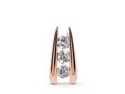Round Lab-Grown Diamond Three-Stone Channel Set Drop Pendant | U-Shaped Base | Rose Gold