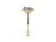 Pear-Shaped Raised Halo Engagement Ring Setting for a Fancy Blue Lab-Grown Diamond | Yellow Gold