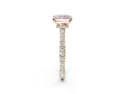 Radiant Cut Hidden Halo Engagement Ring Setting for a Fancy Pink Lab-Grown Diamond | Pavé Band | Yellow Gold