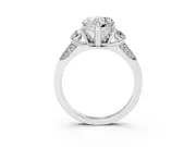 Heart-Shaped Hidden Halo Three Stone Engagement Ring Setting | Pave Gallery | White Gold