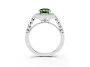 Emerald Cut Graduated Milgrain Halo Engagement Ring Setting for a Fancy Green Lab-Grown Diamond | White Gold