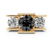 Round Channel-Set Three Stone Engagement Ring Setting for a Black Center | Yellow Gold