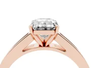 Emerald Cut Diamond Solitaire Ring Set in Rose gold with Channel-Set Band and Prong Setting