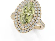 Canary Yellow Marquise Lab-Grown Diamond Double Halo Statement Ring Set in Yellow Gold with Pavé Band