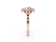 Round Vintage Milgrain Bezel Cluster Halo Engagement Ring Setting | Plain Band | Rose Gold