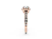 Cushion Cut Halo Engagement Ring Setting | Shared Prong Shoulders | Rose Gold