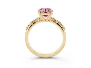Round Graduated Accent Engagement Ring Setting for a Fancy Pink Lab-Grown Diamond | Yellow Gold