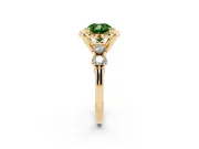 Cushion Cut Floral Engagement Ring Setting for a Fancy Green Lab-Grown Diamond | Petal Frame | Yellow Gold
