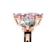 Marquise Three Stone Engagement Ring Setting for a Fancy Pink Lab-Grown Diamond | Open Prong Baskets | Rose Gold