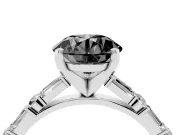 Round Baguette Side Stone Engagement Ring Setting for a Black Center | Platinum