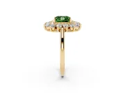 Princess Cut Floral Double Halo Engagement Ring Setting for a Fancy Green Lab-Grown Diamond | Plain Band | Yellow Gold
