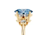 Oval Cluster Accent Engagement Ring Setting for a Fancy Blue Lab-Grown Diamond | Yellow Gold