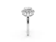 Princess Cut Milgrain Halo Engagement Ring Setting | Graduated Bezel Accents | White Gold