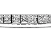 Princess Cut Diamond Channel Set Tennis Bracelet Set in White gold with Box Clasp