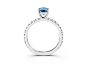Emerald Cut Pavé Engagement Ring Setting for a Fancy Blue Lab-Grown Diamond | White Gold