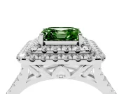 Asscher Cut Halo Split Shank Engagement Ring Setting for a Fancy Green Lab-Grown Diamond | Pavé Strands | Platinum