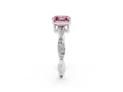 Asscher Cut Twisted Pavé Solitaire Engagement Ring Setting for a Fancy Pink Lab-Grown Diamond | Sterling Silver
