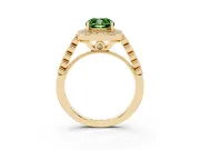 Cushion Cut Graduated Milgrain Halo Engagement Ring Setting for a Fancy Green Lab-Grown Diamond | Yellow Gold