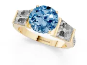 Round Channel Set Baguette Engagement Ring Setting for a Fancy Blue Lab-Grown Diamond | Yellow Gold