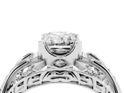 Radiant Cut Art Deco Graduated Pave Engagement Ring Setting | Split Shank | Sterling Silver
