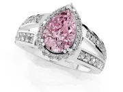 Pear-Shaped Halo Engagement Ring Setting for a Fancy Pink Lab-Grown Diamond | Two-Row Pave Split Shank | Sterling Silver