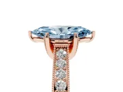 Marquise Vintage Hidden Halo Engagement Ring Setting for a Fancy Blue Lab-Grown Diamond | Milgrain Pave Band | Rose Gold