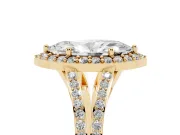Marquise Halo Engagement Ring Setting | V-Split Pavé Band | Yellow Gold