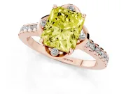 Radiant Cut Floral Petal Engagement Ring Setting for a Fancy Yellow Lab-Grown Diamond | Petal Accents | Rose Gold