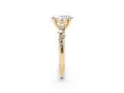 Oval Graduated Accent Engagement Ring Setting | Scattered Shoulders | Yellow Gold