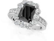 Radiant Cut Vintage Halo Engagement Ring Setting for a Black Center | Platinum