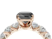 Cushion Cut Side Stone Engagement Ring Setting for a Black Center | Rose Gold