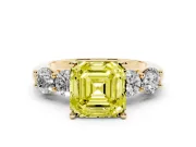 Asscher Cut Five Stone Engagement Ring Setting for a Fancy Yellow Lab-Grown Diamond | Plain Band | Yellow Gold